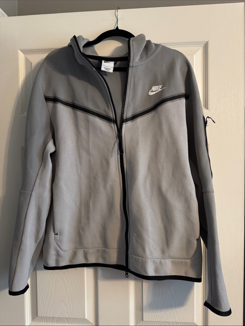 Nike Light Gray Zip-Up Hoodie with Black Trim